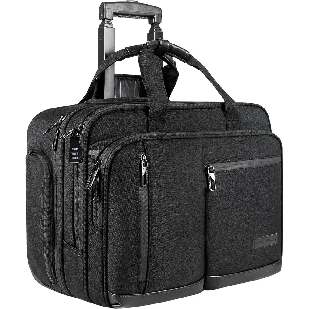 VANKEAN Rolling Laptop Bag – 17.3 Inch – Black Travel Work Business Case